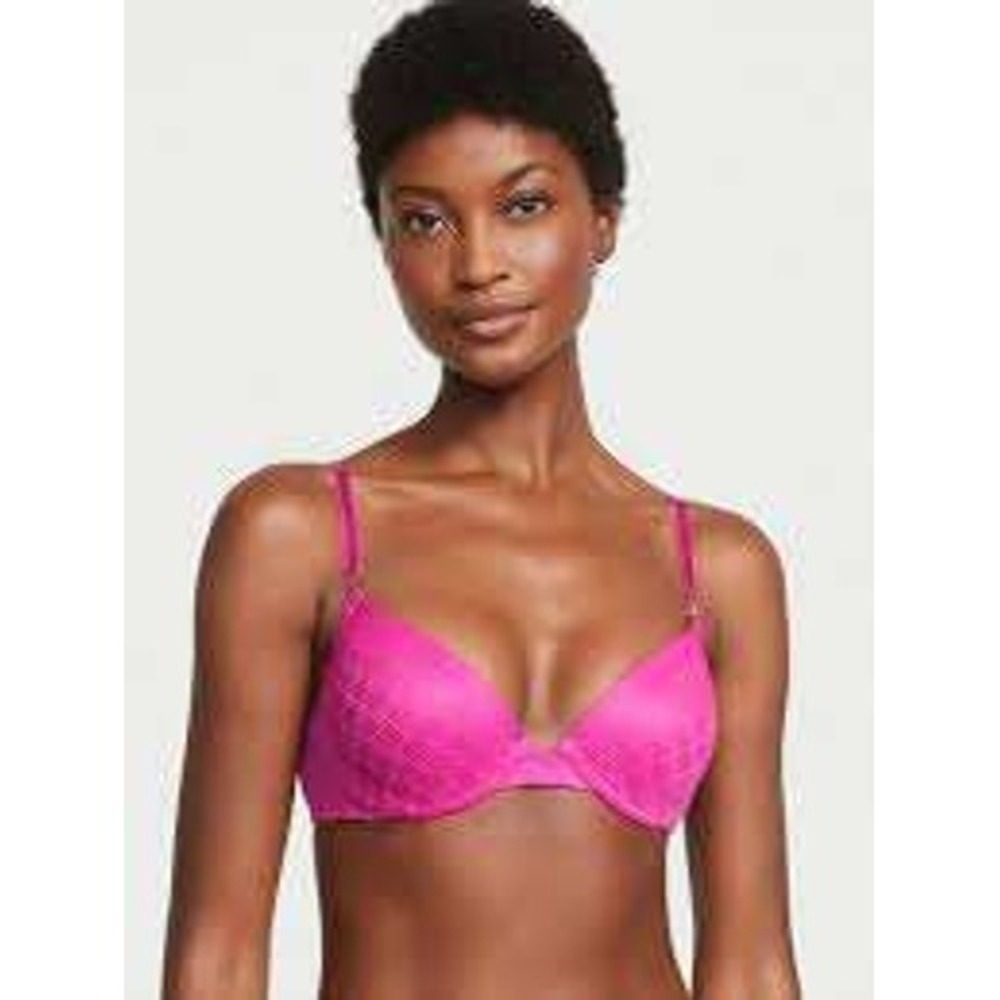 Victorias Secret Very Sexy Demi Bra in Purple Monogram Logo Lace 38DD Underwire